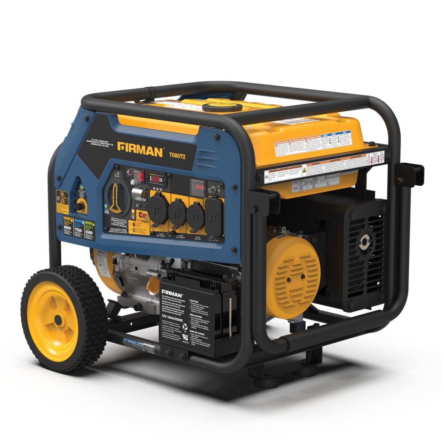 Firman T08072 Tri-Fuel 8000W/10000W Portable Generator | Electric Start | 20/240V | CO Alert