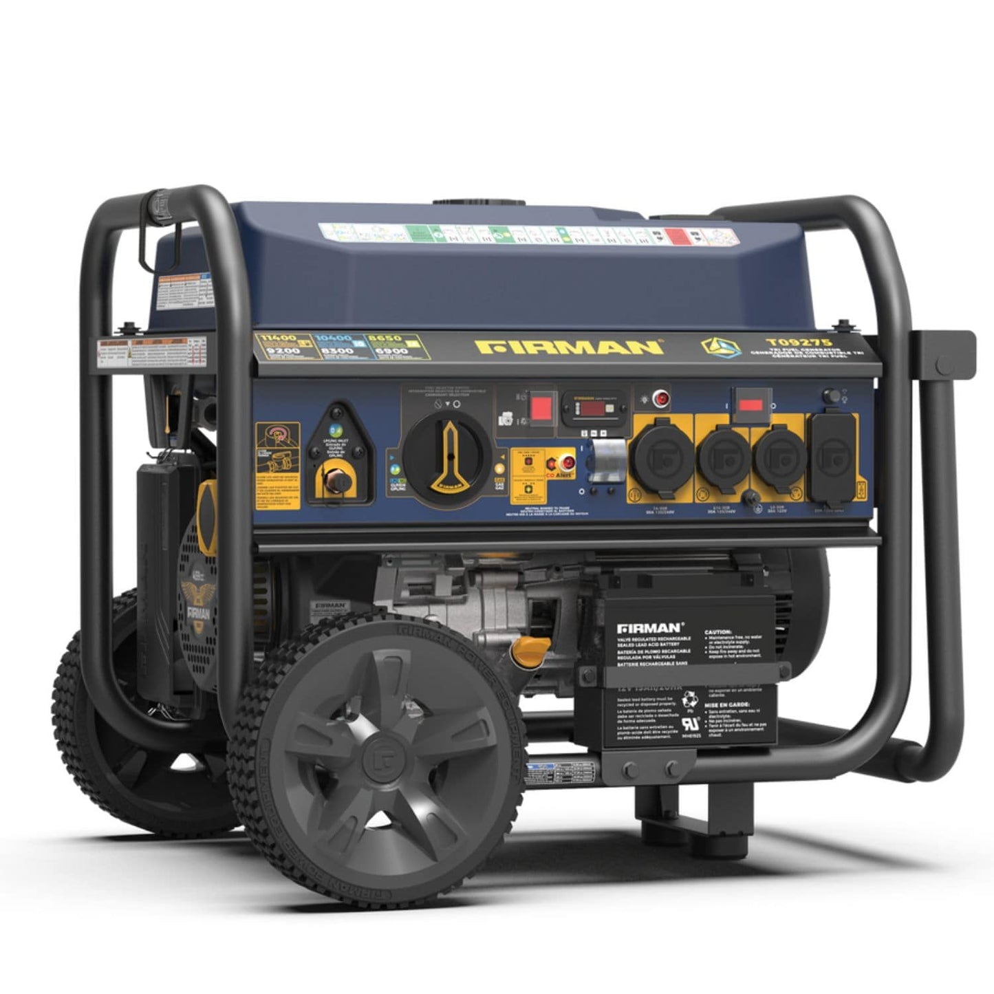 Firman T09275 Tri-Fuel 9200W/11400W Portable Generator | Electric Start | 120V/240V | CO Alert