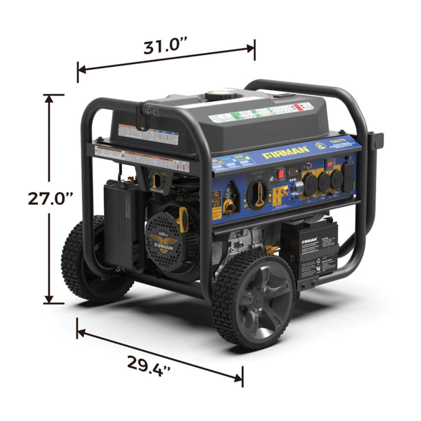 Firman T09275 Tri-Fuel 9200W/11400W Portable Generator | Electric Start | 120V/240V | CO Alert