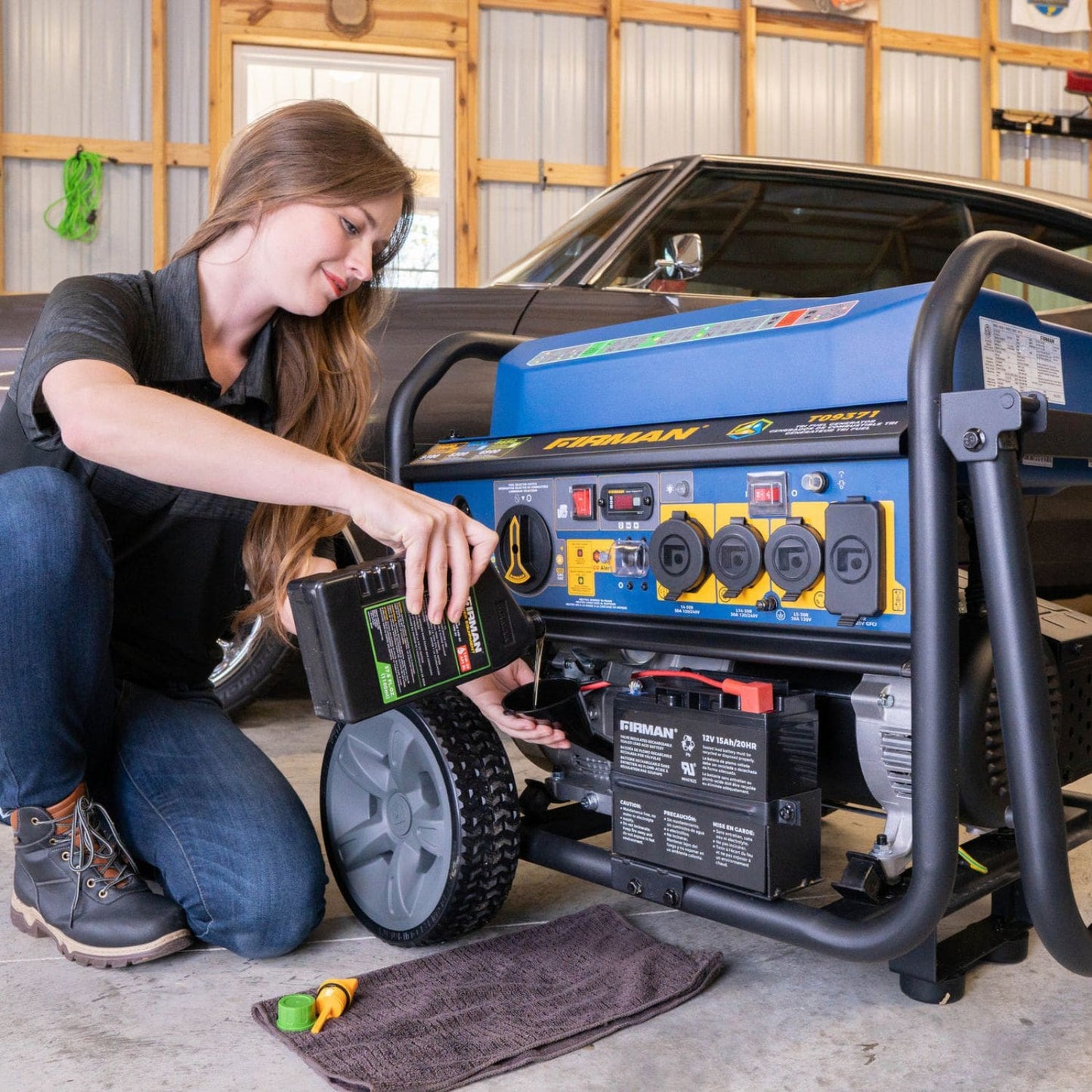 Firman T09371 Tri-Fuel 9300W/11600W Portable Generator | Electric Start | 120V/240V | CO Alert
