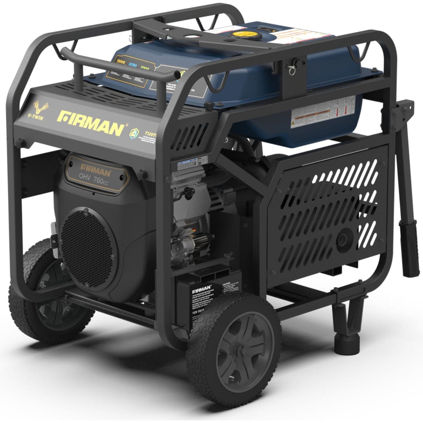 Firman T12071 Tri-Fuel 12000W/15000W Portable Generator | Electric Start | 120/240V | CO Alert