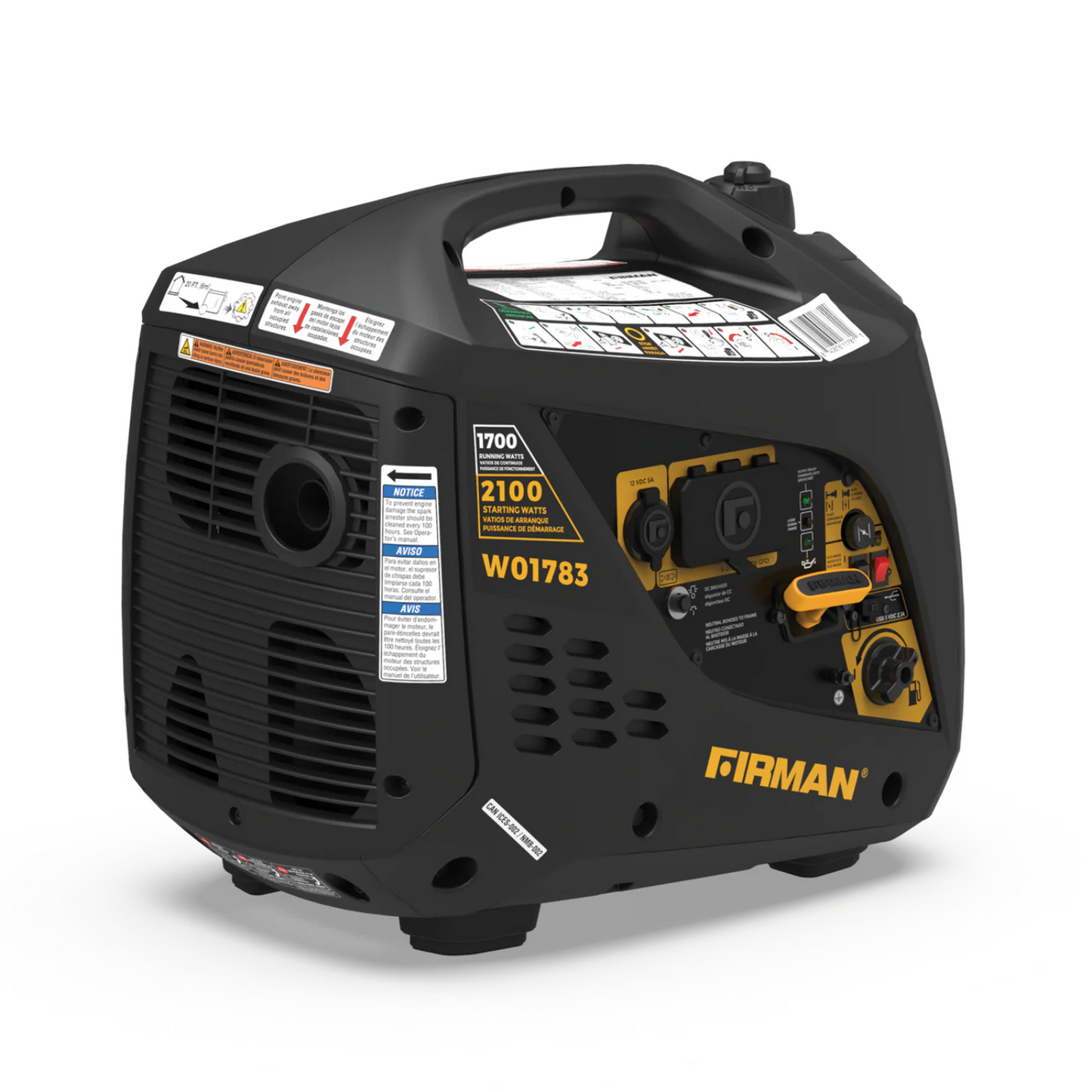 Firman W01783 Gasoline 1700W/2100W Inverter Portable Generator | Recoil Start