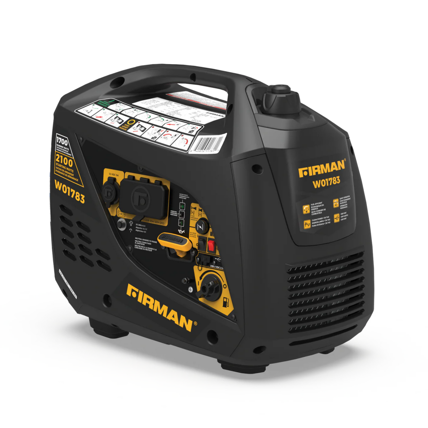 Firman W01783 Gasoline 1700W/2100W Inverter Portable Generator | Recoil Start