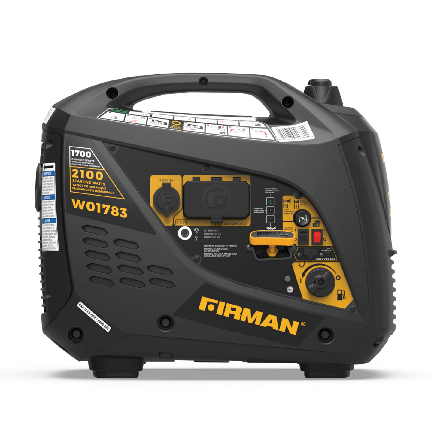 Firman W01783 Gasoline 1700W/2100W Inverter Portable Generator | Recoil Start