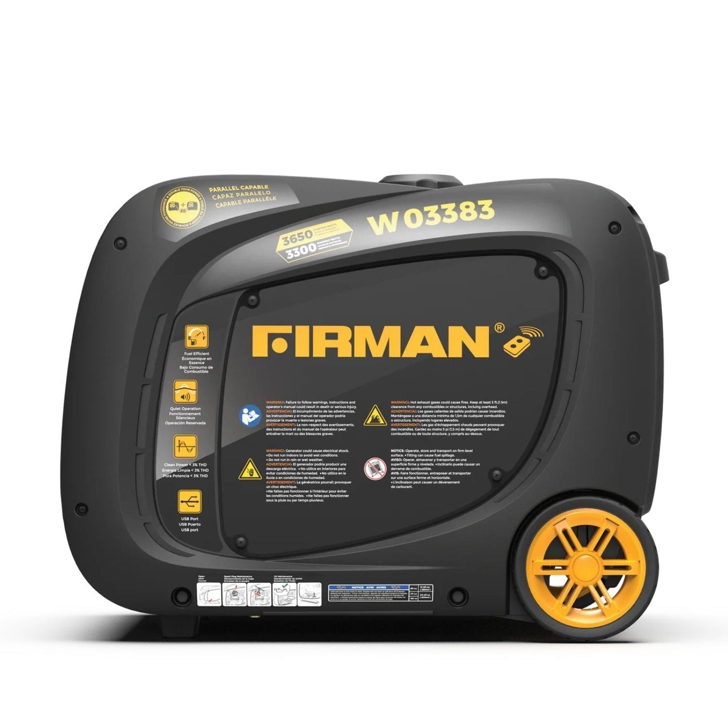 Firman W03383 Gasoline 3300W/3650W Inverter Portable Generator | Remote Start