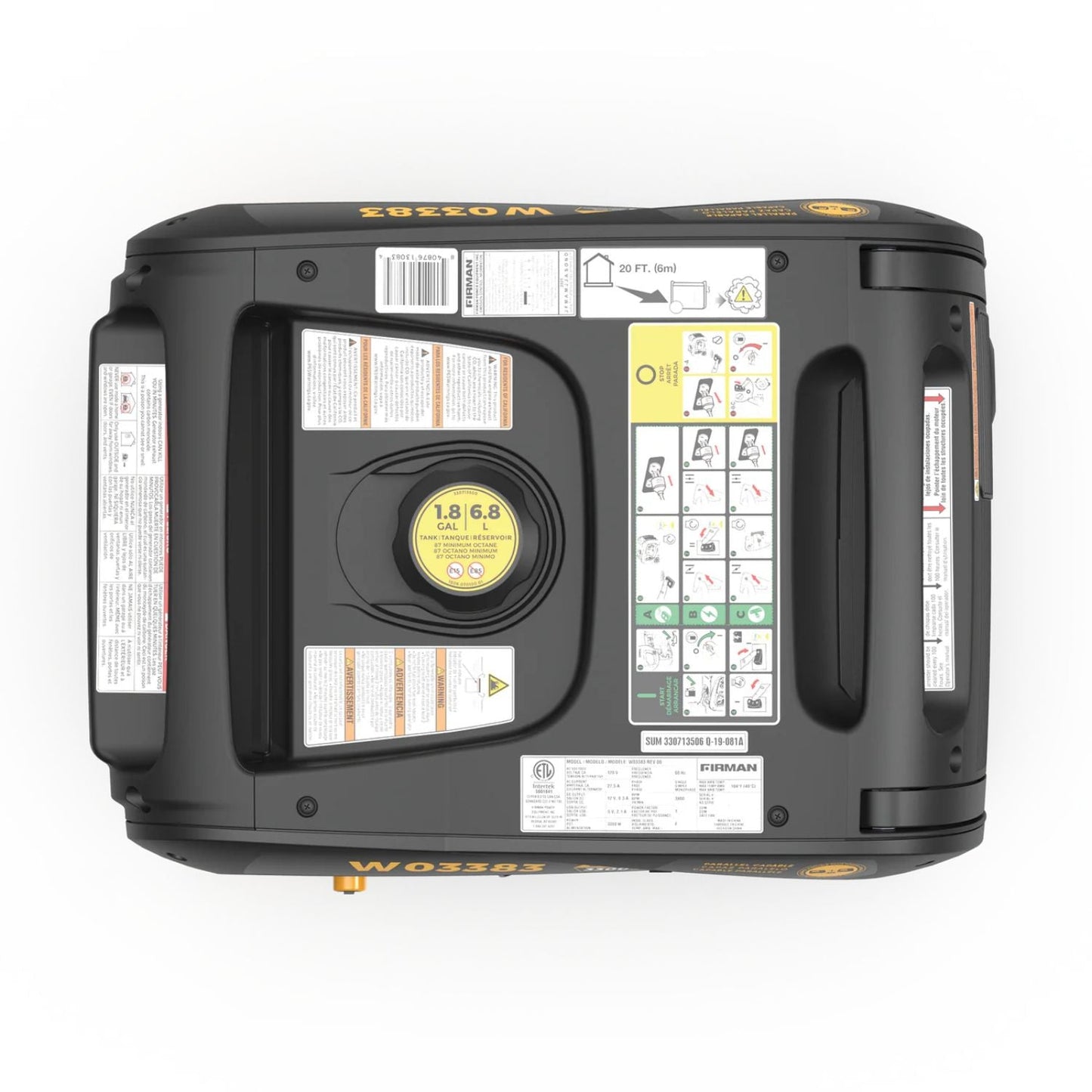 Firman W03383 Gasoline 3300W/3650W Inverter Portable Generator | Remote Start