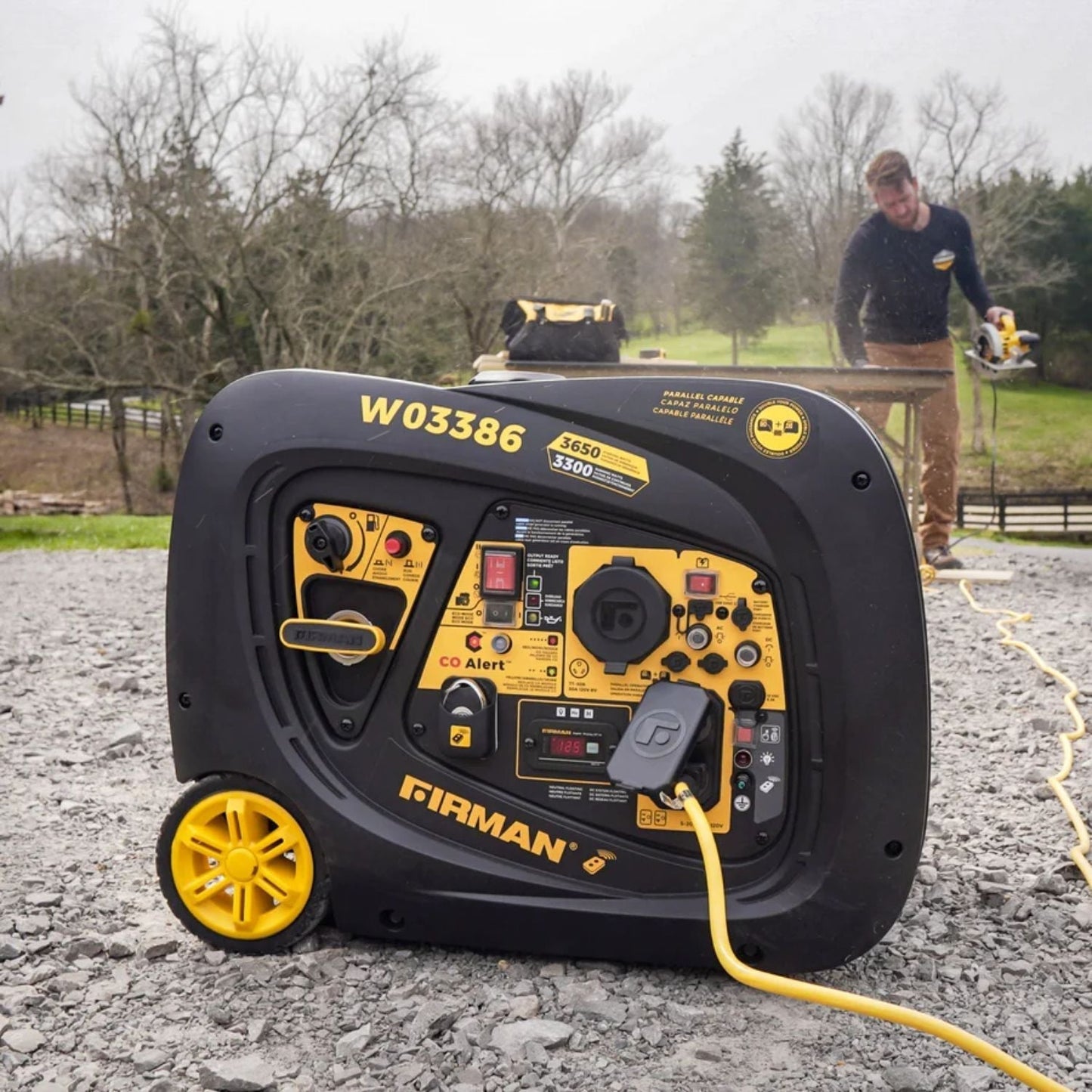 Firman W03386 Gasoline 3300W/3650W Inverter Portable Generator | Remote Start | CO Alert