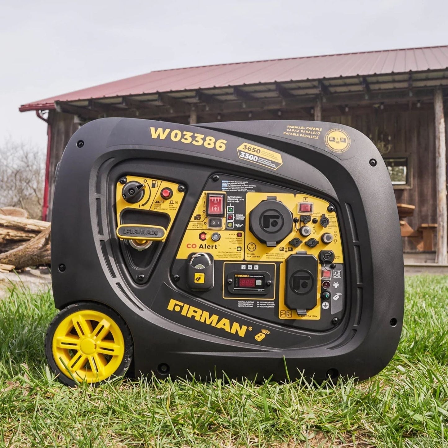 Firman W03386 Gasoline 3300W/3650W Inverter Portable Generator | Remote Start | CO Alert