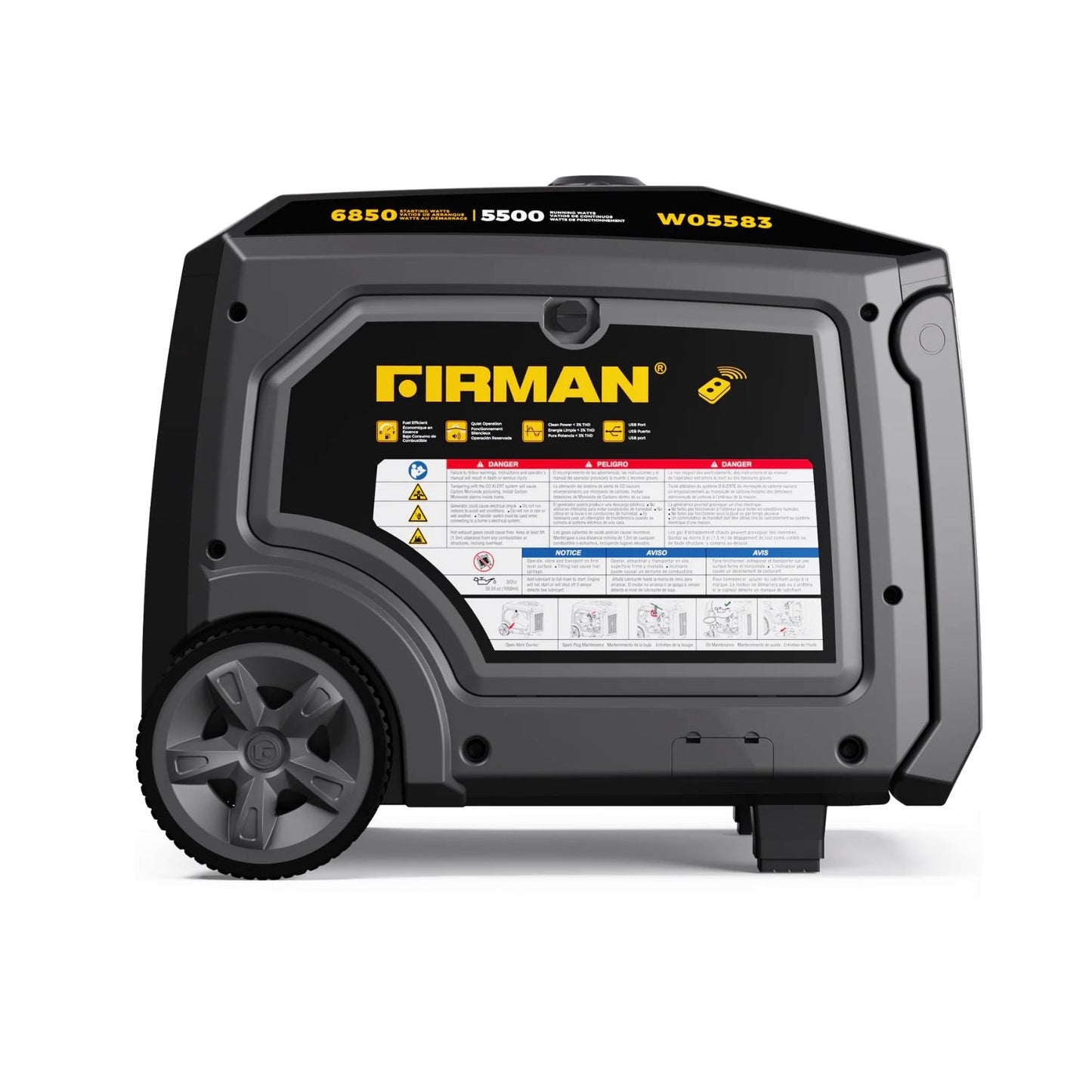 Firman W05583 Gasoline 5500W/6850W Inverter Portable Generator | Remote Start | 120/240V | CO Alert
