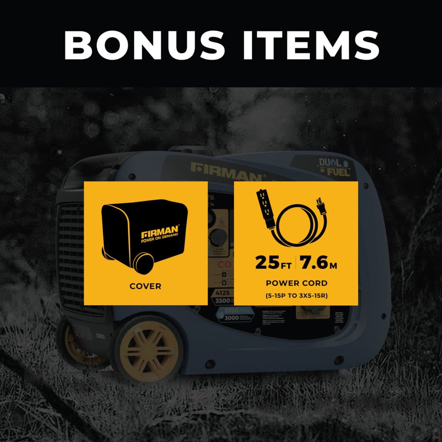 Firman WH03342 Dual Fuel 3300W/4125W Inverter Portable Generator | Electric Start | CO Alert