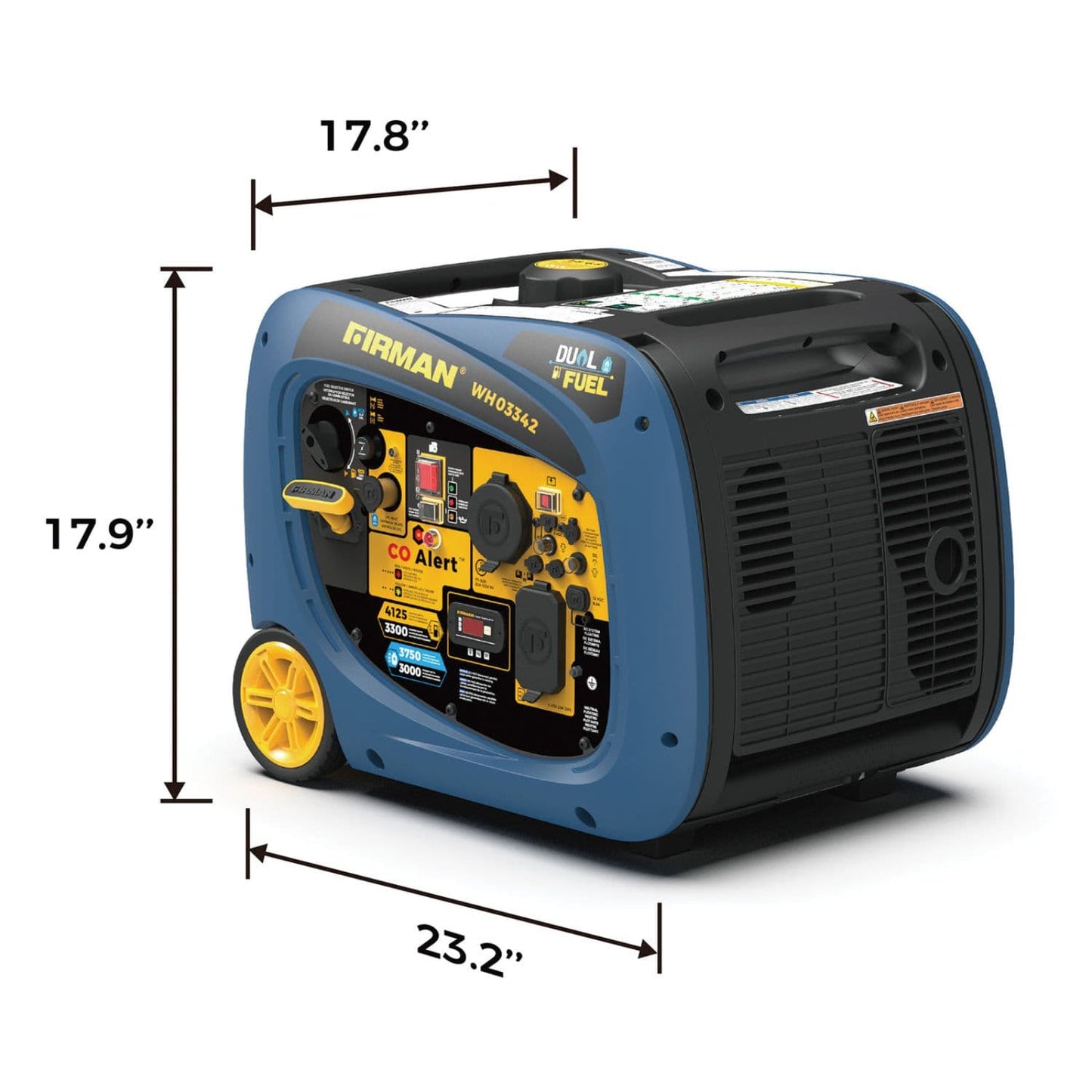 Firman WH03342 Dual Fuel 3300W/4125W Inverter Portable Generator | Electric Start | CO Alert