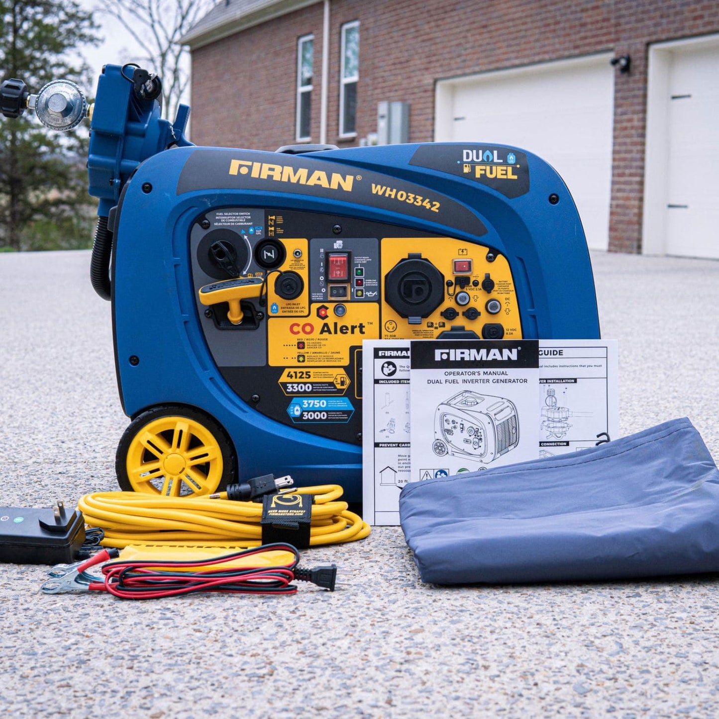 Firman WH03342 Dual Fuel 3300W/4125W Inverter Portable Generator | Electric Start | CO Alert