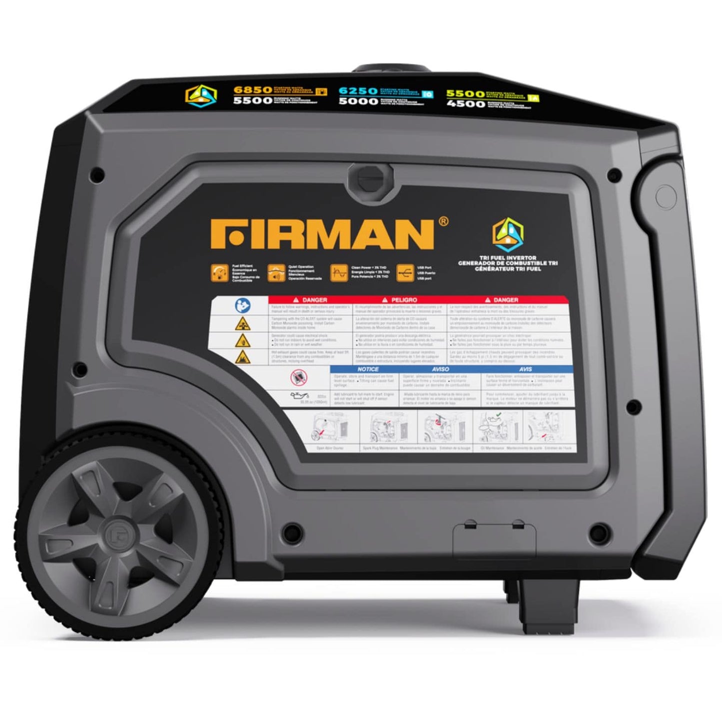 Firman WT05571 Tri-Fuel 5500W/6850W Inverter Portable Generator | Electric Start | CO Alert