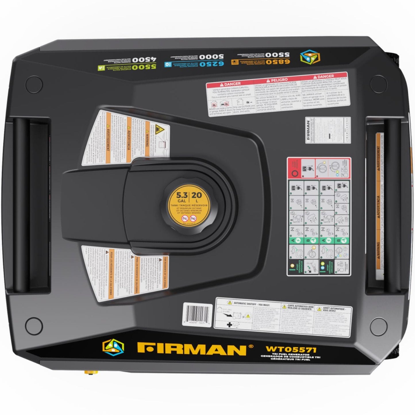 Firman WT05571 Tri-Fuel 5500W/6850W Inverter Portable Generator | Electric Start | CO Alert