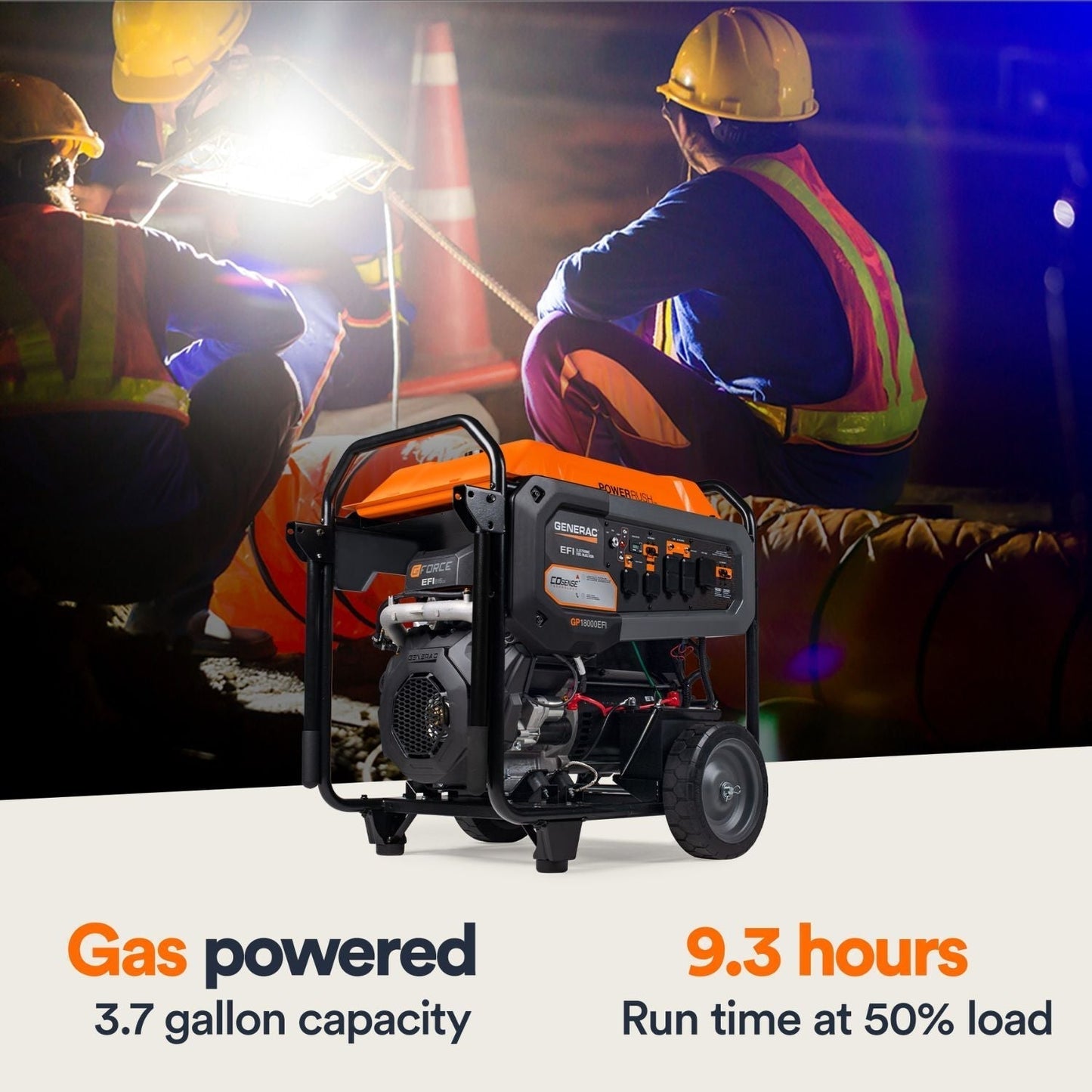 Generac GP18000EFI Gasoline 18000W/22500W Portable Generator | COsense®