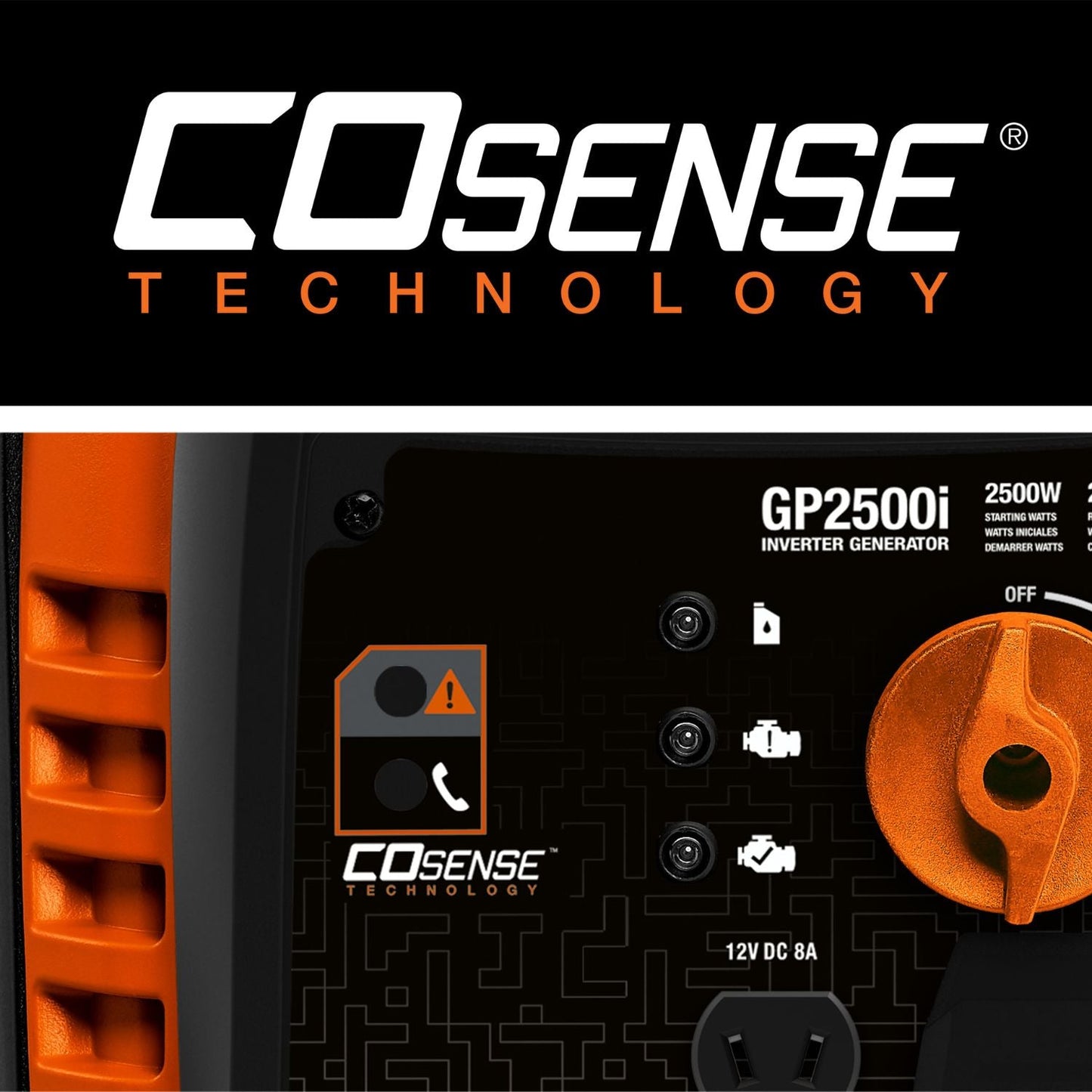 Generac GP2500i Gasoline 2200W/2500W Portable Inverter Generator | COsense®