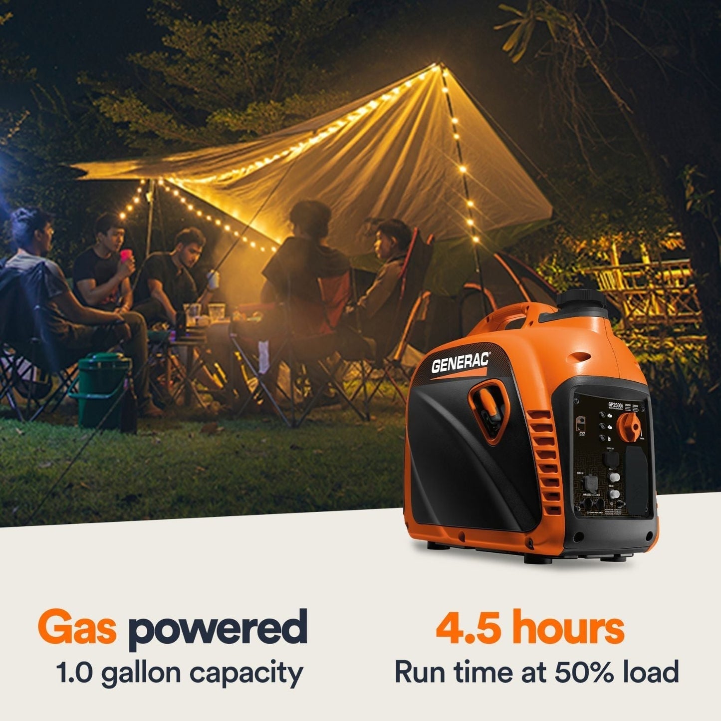Generac GP2500i Gasoline 2200W/2500W Portable Inverter Generator | COsense®