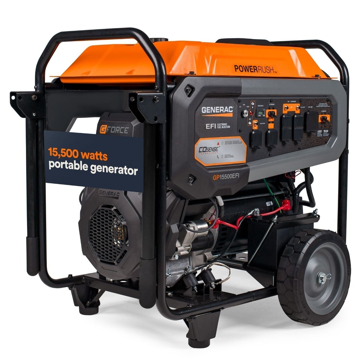 Generac GP15500EFI Gasoline 15500W/19300W Portable Generator | Electric Start | COsense®