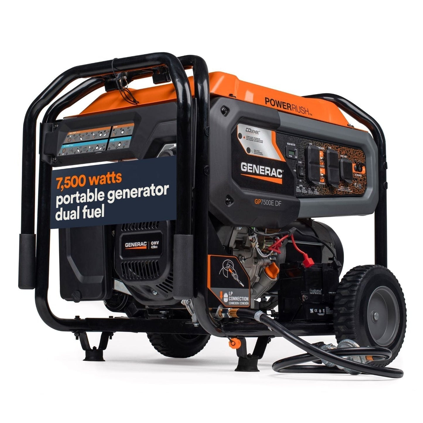 Generac GP7500E Dual Fuel 7500W/9400W Portable Generator | COsense®