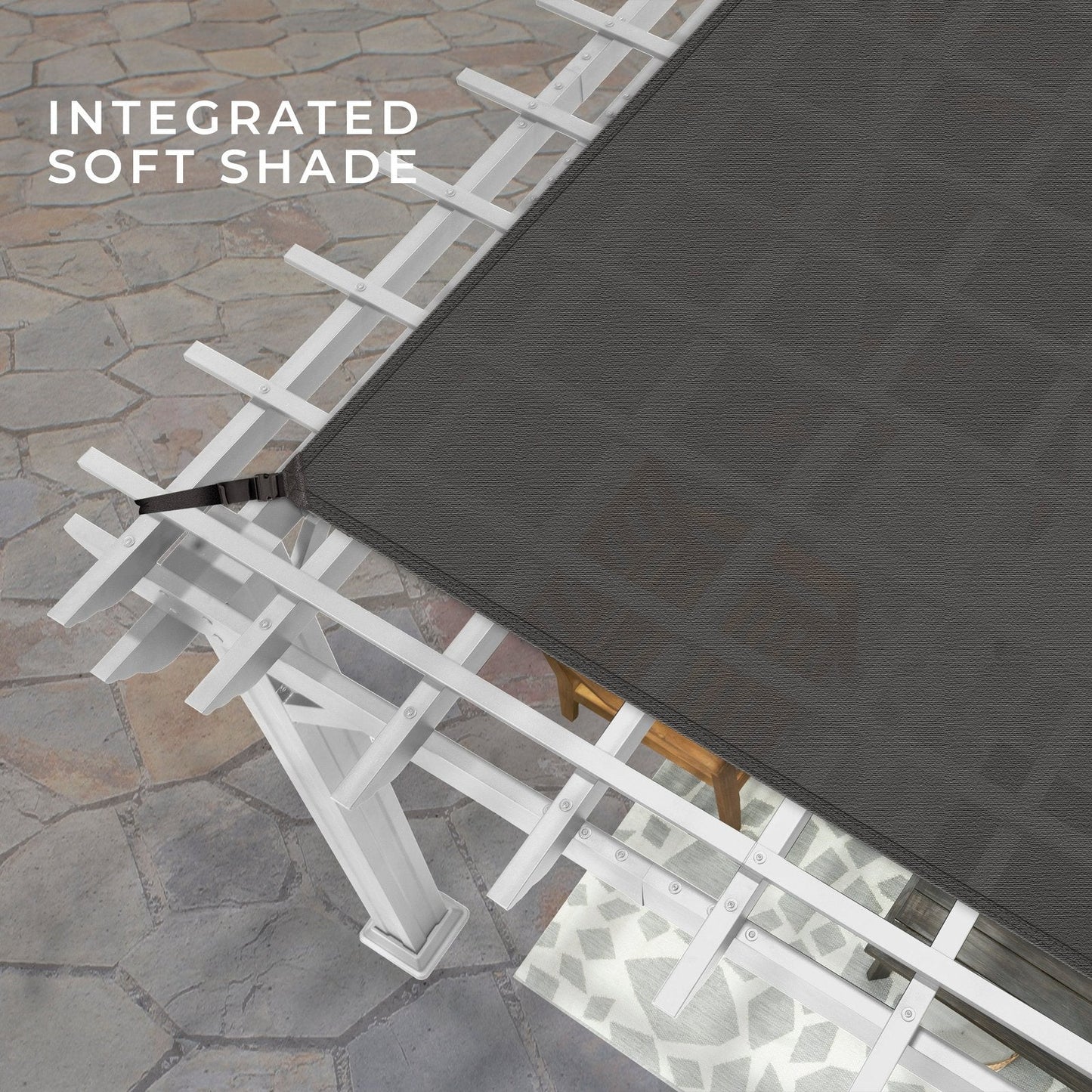 16x12 Hawthorne Traditional Steel Pergola With Sail Shade Soft Canopy
