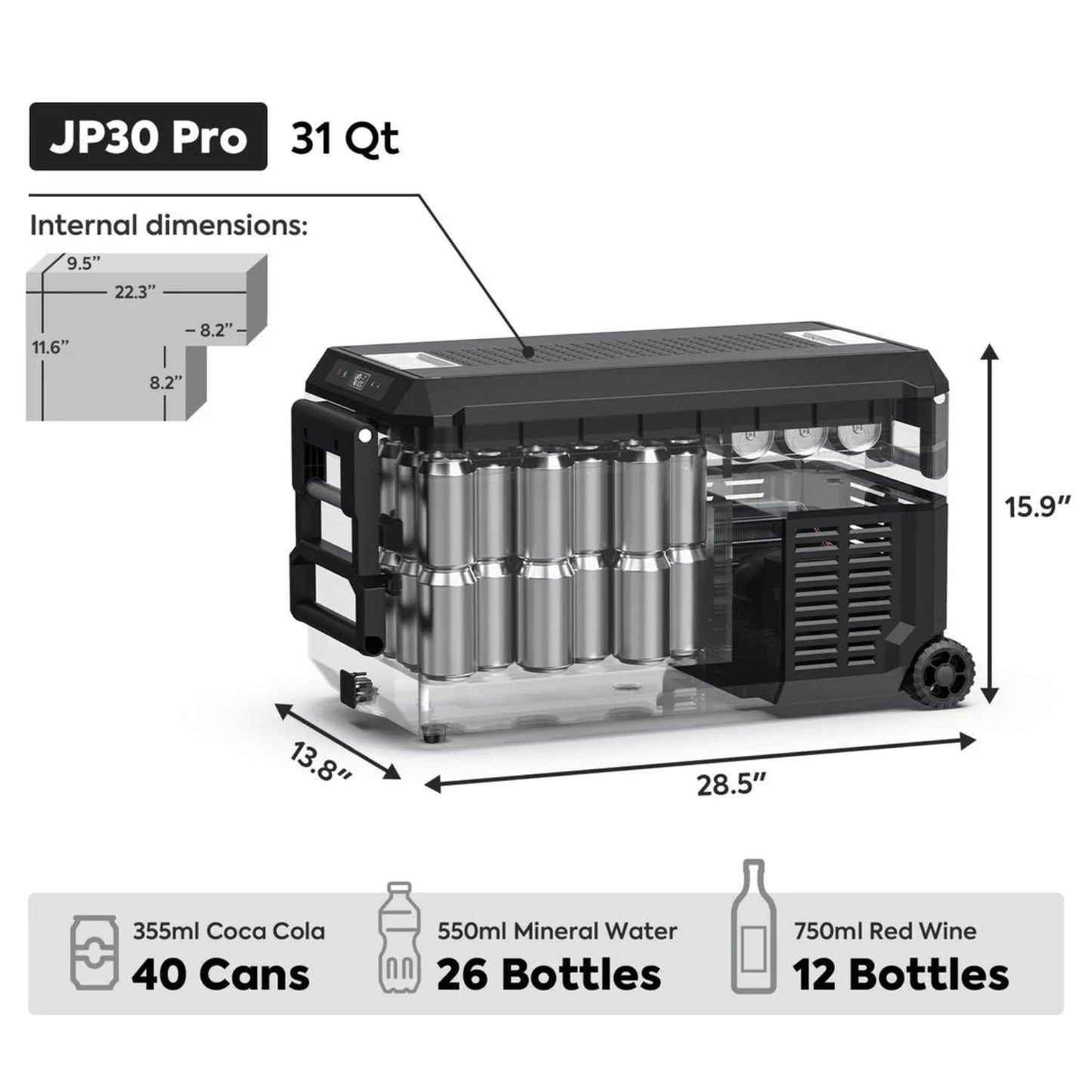 ICECO JP30 Pro 31QT Single Zone Wheeled Portable Freezer With Cover