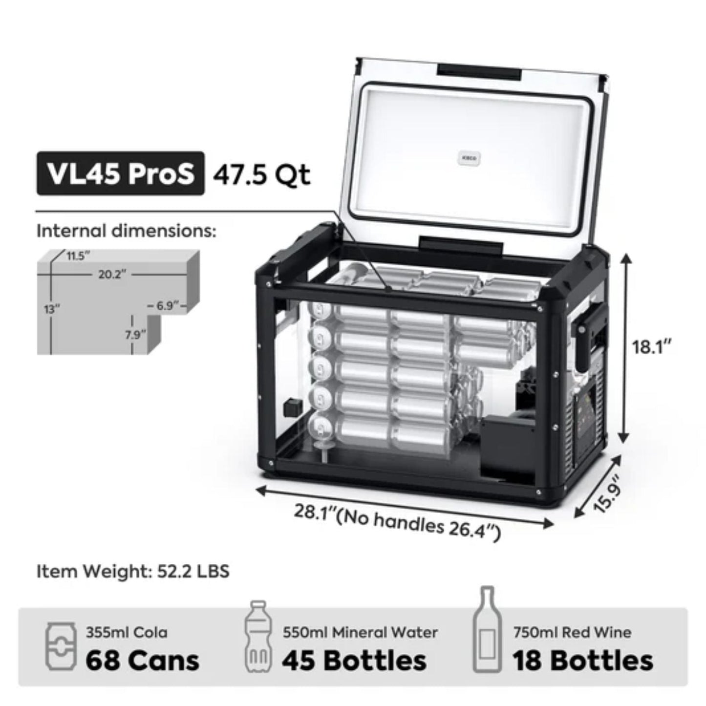 ICECO VL45ProS 47.5QT Single Zone Portable Fridge Freezer
