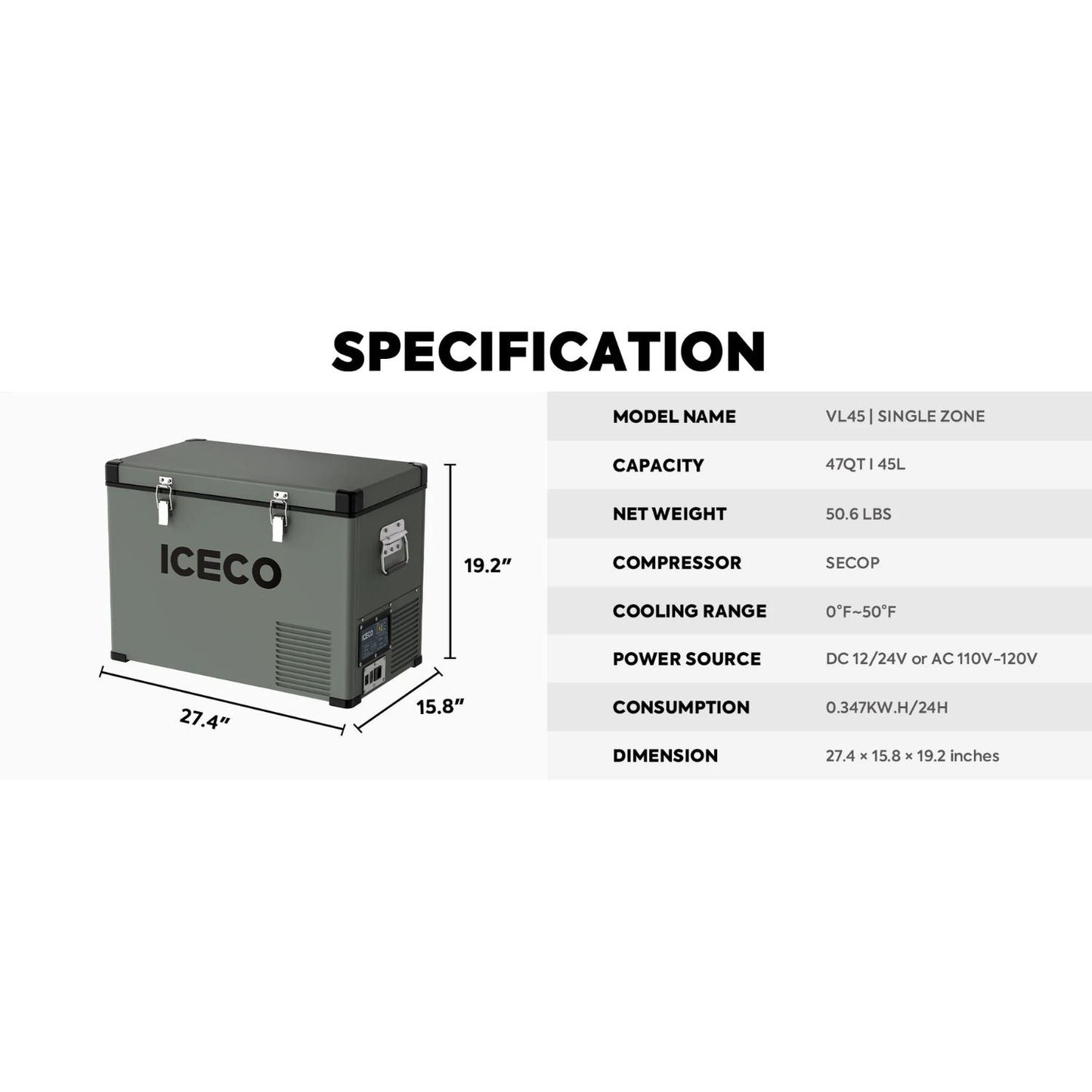 ICECO VL45 45 LT Single Zone Portable Freezer