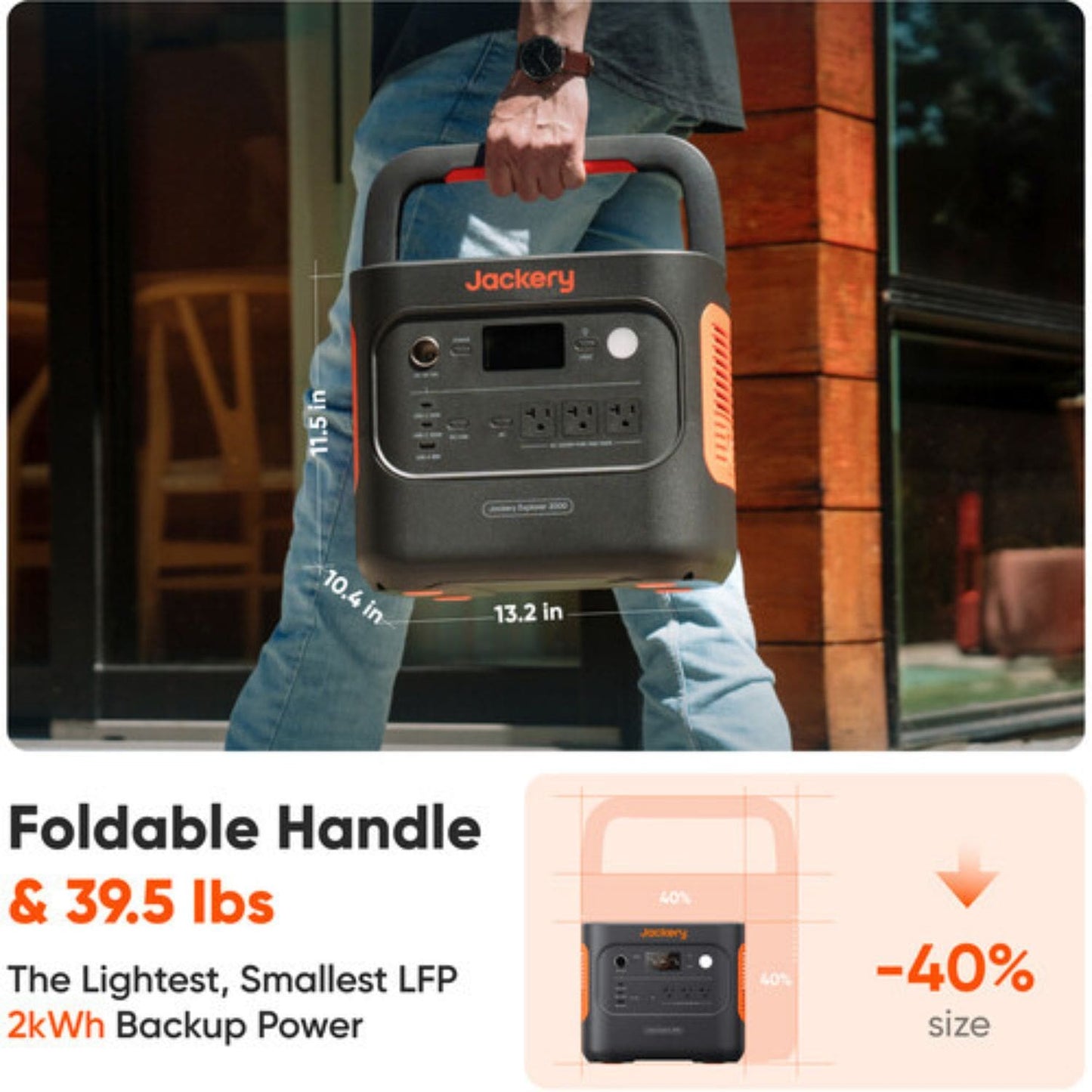 Jackery Explorer 2000 v2 Portable Power Station | 2042Wh | 2200W | 400W Solar Input