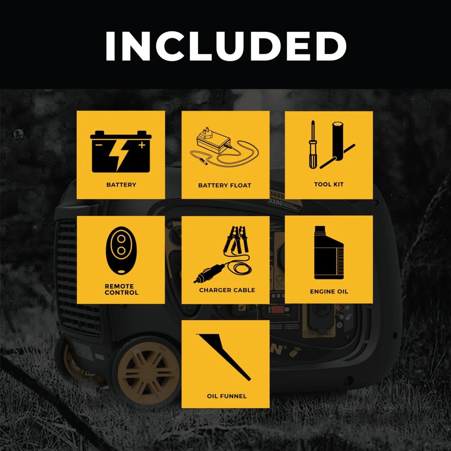 Firman W03386 Gasoline 3300W/3650W Inverter Portable Generator | Remote Start | CO Alert