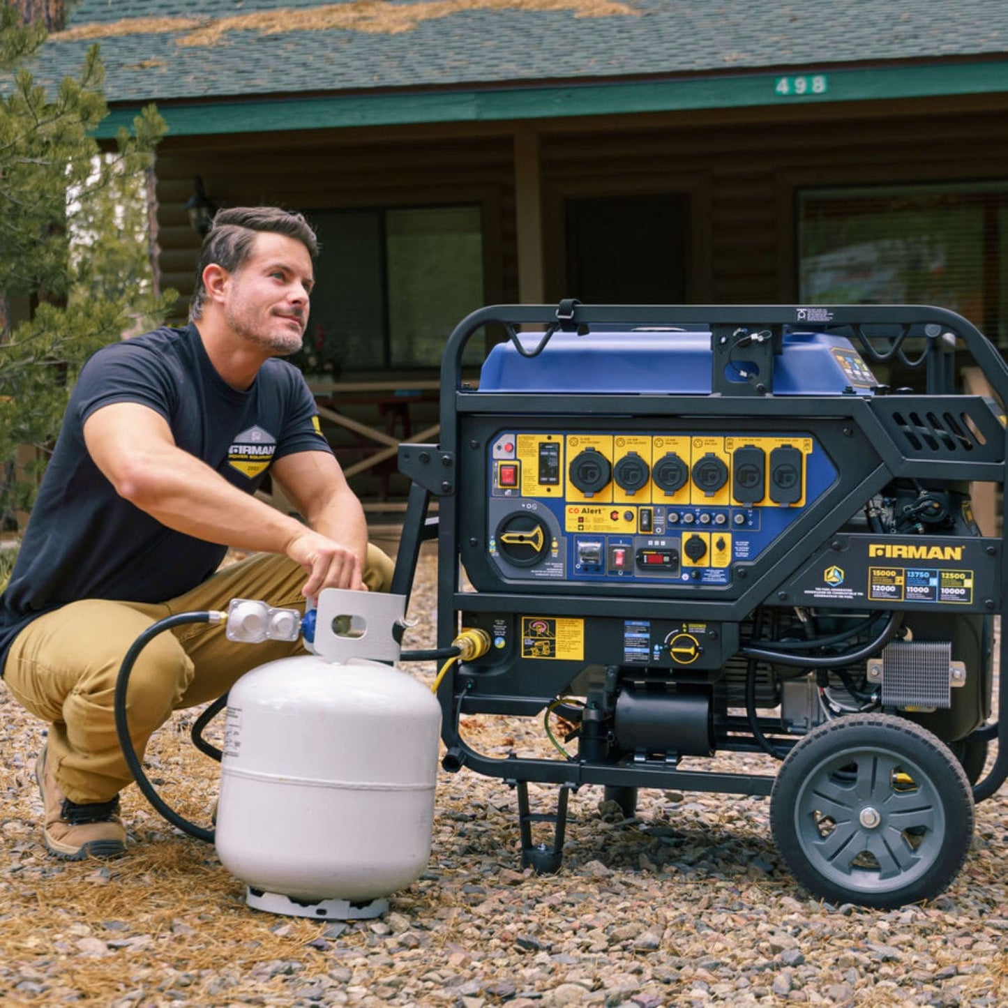 Firman T12071 Tri-Fuel 12000W/15000W Portable Generator | Electric Start | 120/240V | CO Alert