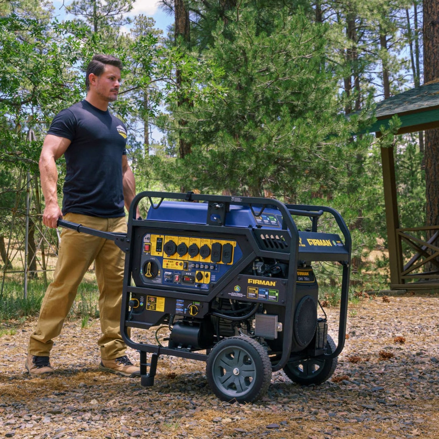 Firman T12071 Tri-Fuel 12000W/15000W Portable Generator | Electric Start | 120/240V | CO Alert