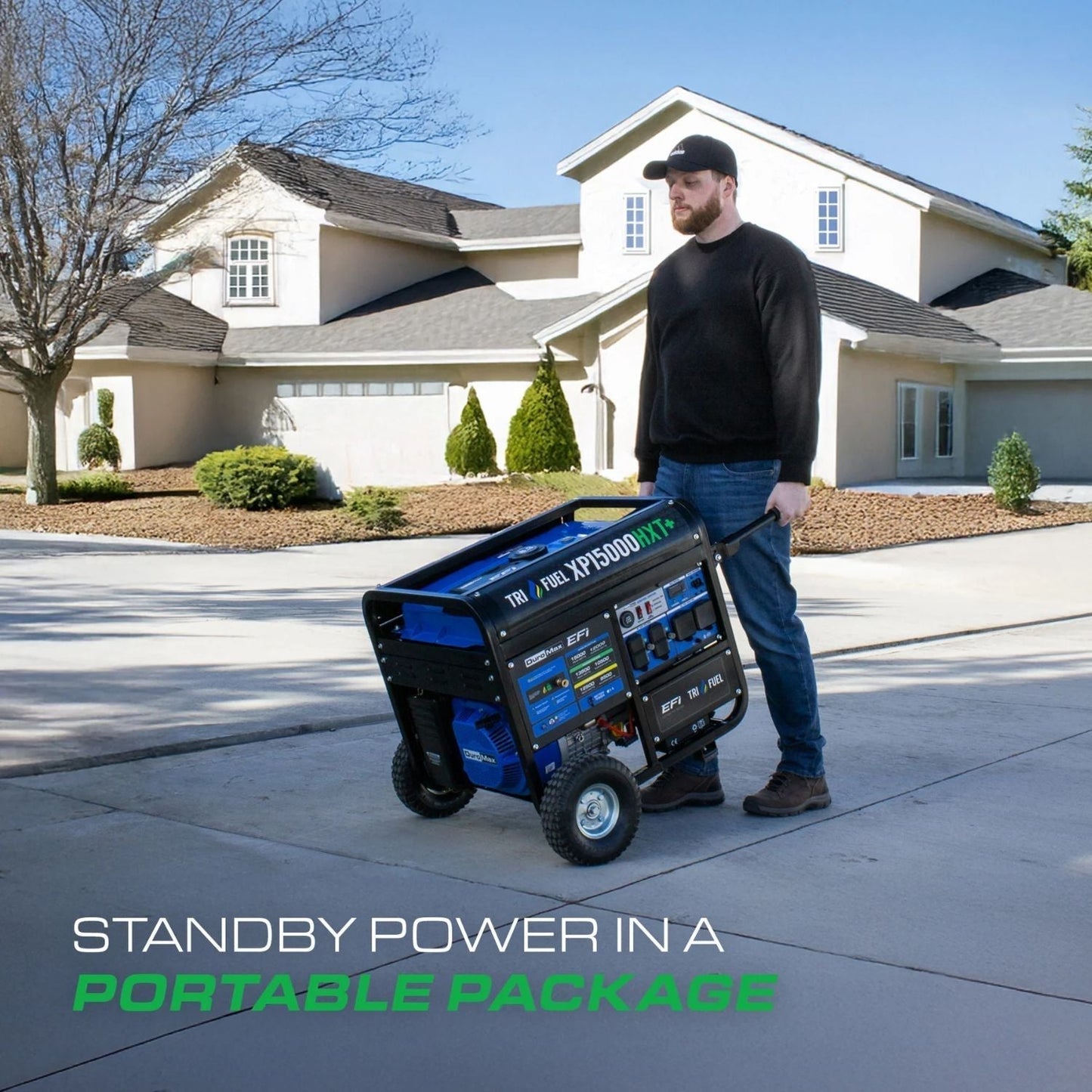 DuroMax XP15000HXT+ Tri-Fuel 12000W/15000W EFI Portable Generator | Electric Start | 50-State Approved