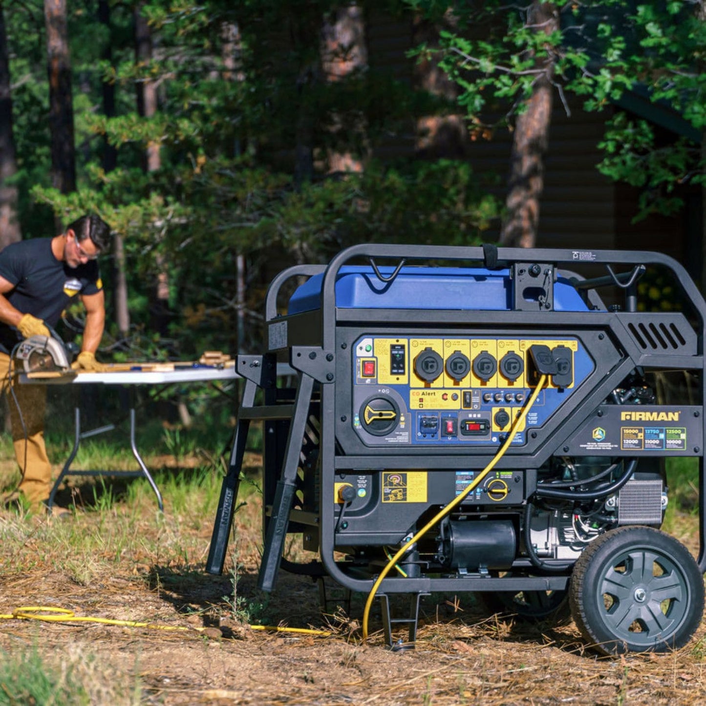 Firman T12071 Tri-Fuel 12000W/15000W Portable Generator | Electric Start | 120/240V | CO Alert