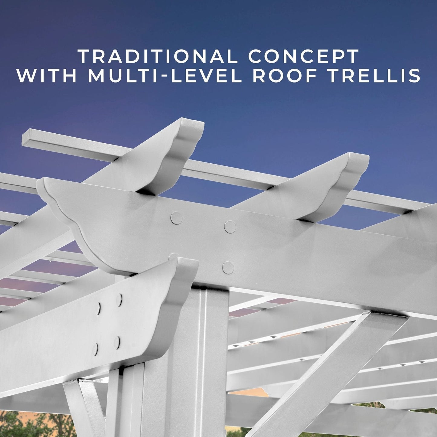 16x12 Hawthorne Traditional Steel Pergola With Sail Shade Soft Canopy