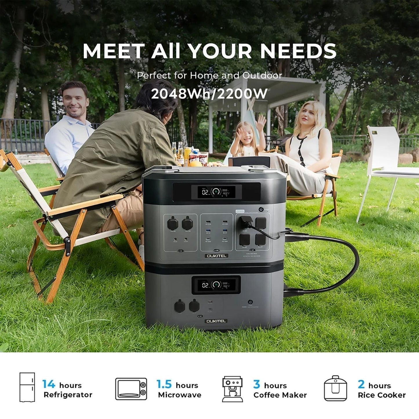 OUKITEL BP2000 Portable Power Station | 2048Wh | 2200W | 1000W Solar Input