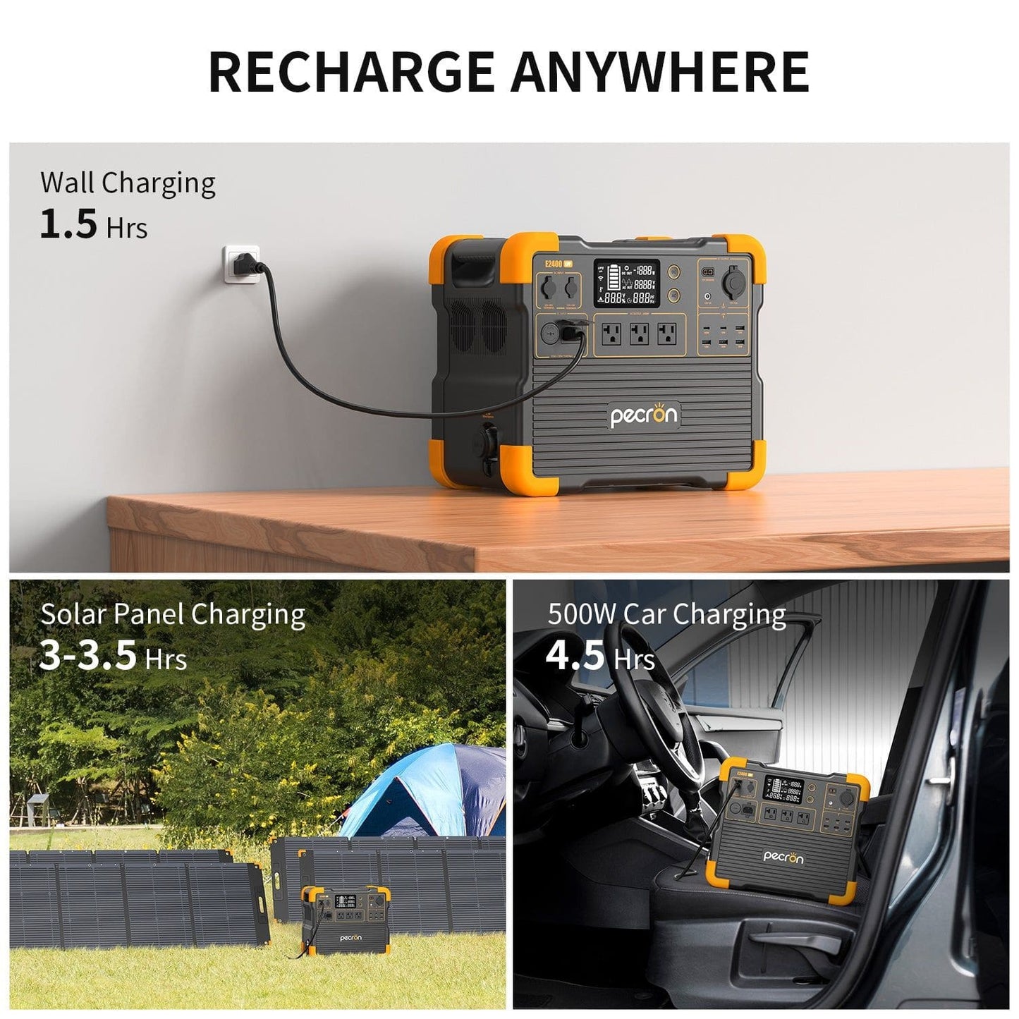Pecron E2400LFP Portable Power Station | 2048Wh | 2400W | 700W Solar Input