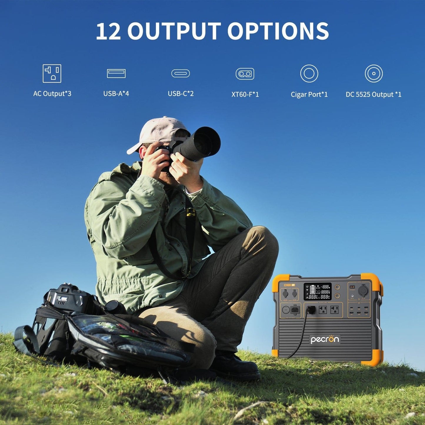 Pecron E2400LFP Portable Power Station | 2048Wh | 2400W | 700W Solar Input