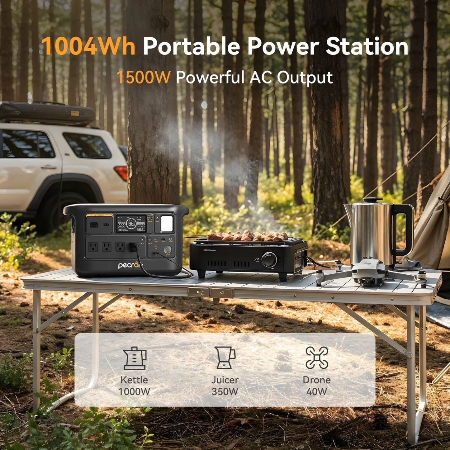 Pecron F1000LFP Portable Power Station | 960Wh | 1500W | 600W Solar Input