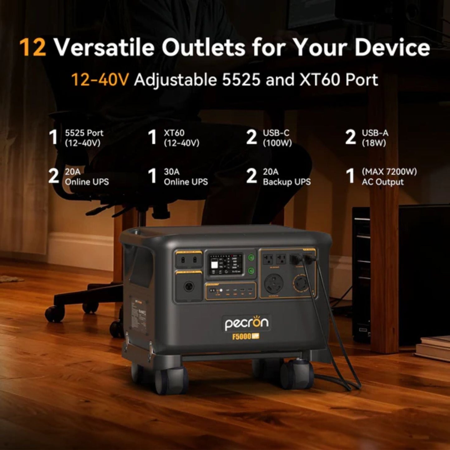 Pecron F5000LFP Portable Power Station | 5120Wh | 7200W | 6400W Solar Input