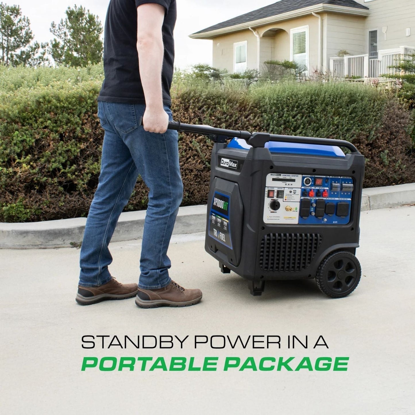 DuroMax XP11000iHT Tri-Fuel 9000W/11000W Portable Inverter Generator | Low THD