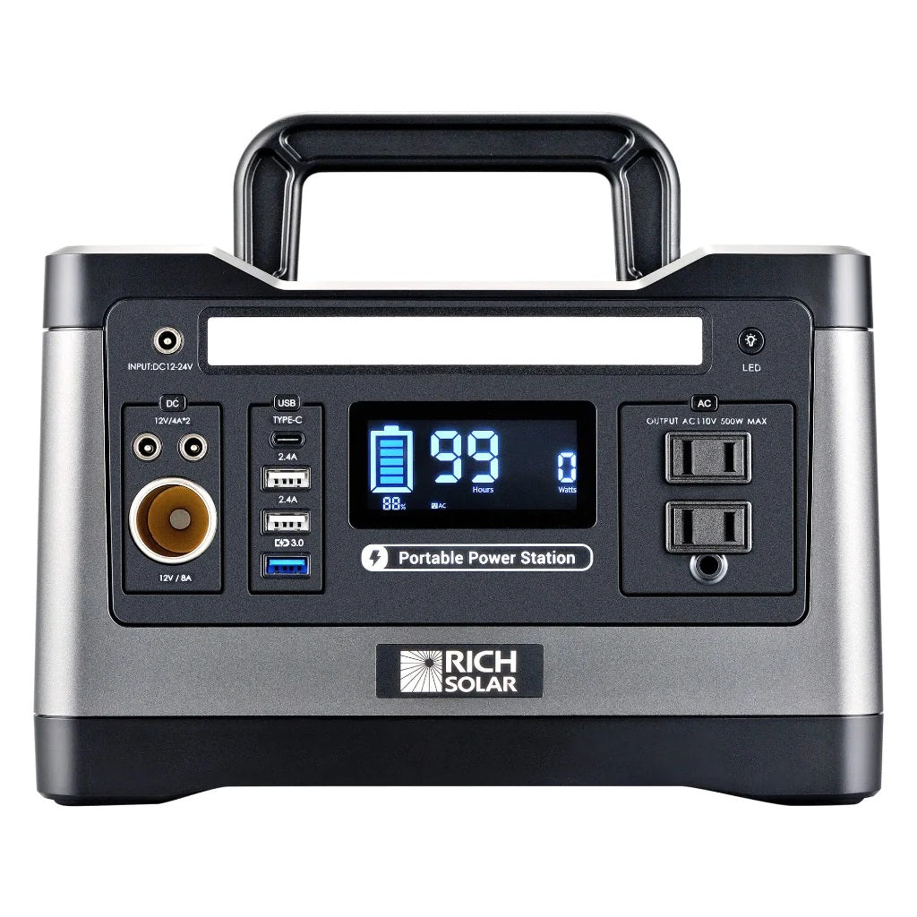 Rich Solar X500 Lithium Portable Power Station | 540Wh | 1000W | 200W Solar Input
