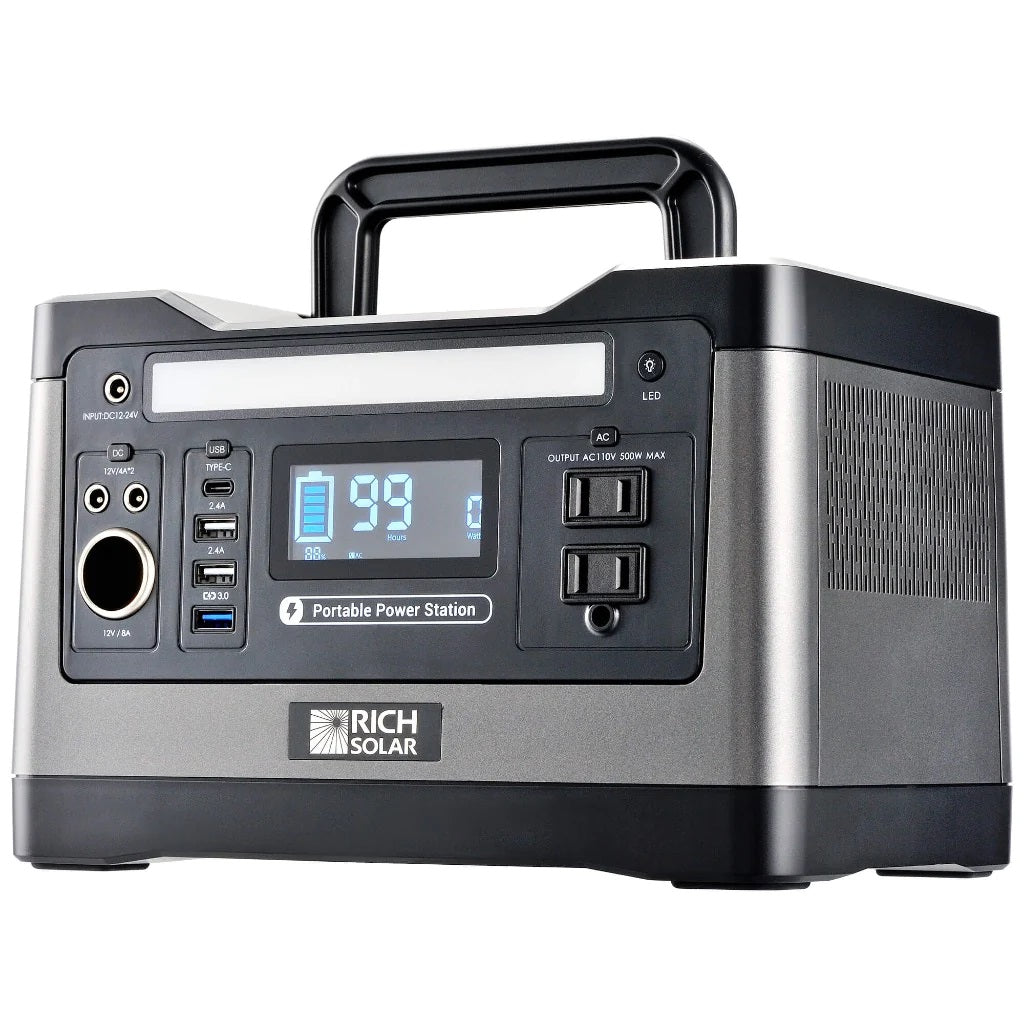 Rich Solar X500 Lithium Portable Power Station | 540Wh | 1000W | 200W Solar Input