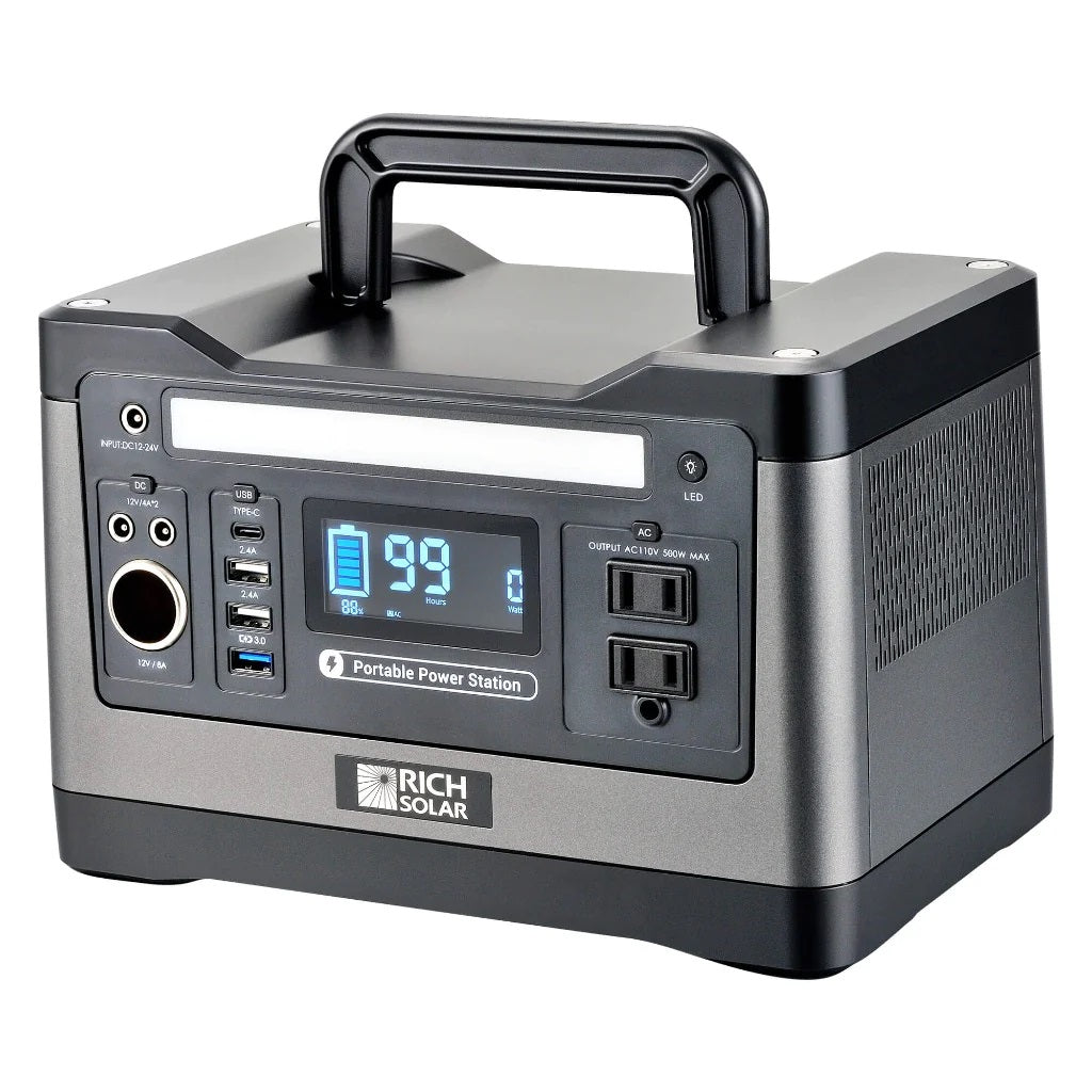 Rich Solar X500 Lithium Portable Power Station | 540Wh | 1000W | 200W Solar Input