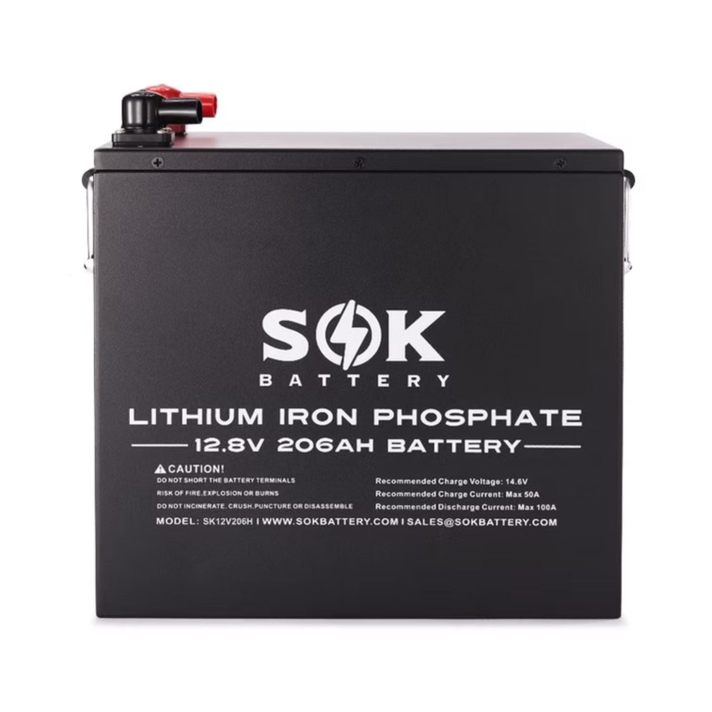 SOK 12V 206Ah LiFePO4 Battery | Built-in Heater & Bluetooth | Sealed Metal Box