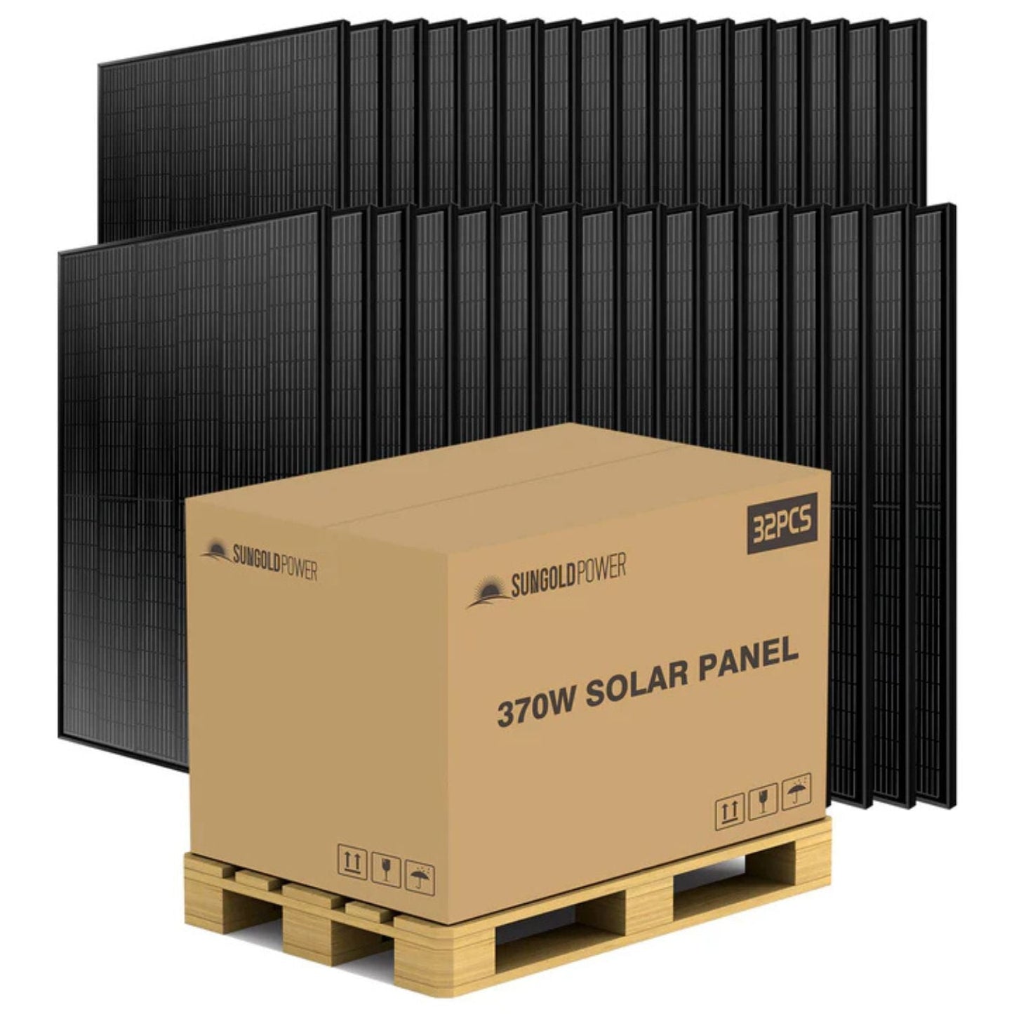 SunGold Power 370 Watt Monocrystalline Black PERC Solar Panels | 32 Panels