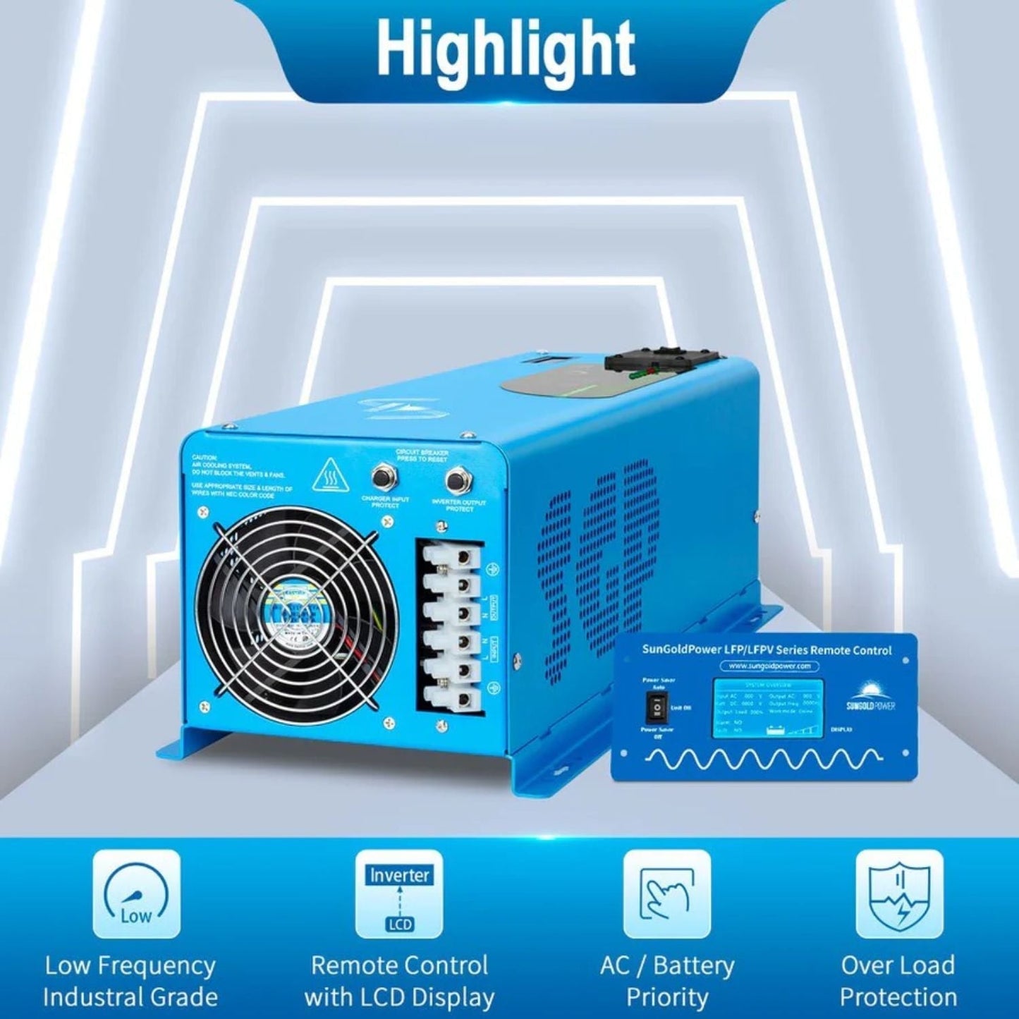SunGold Power 4000W DC 12V Pure Sine Wave Inverter With Charger