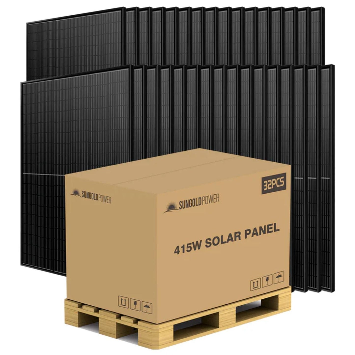 SunGold Power 415 Watt Monocrystalline Black PERC Solar Panels | 32 Panels