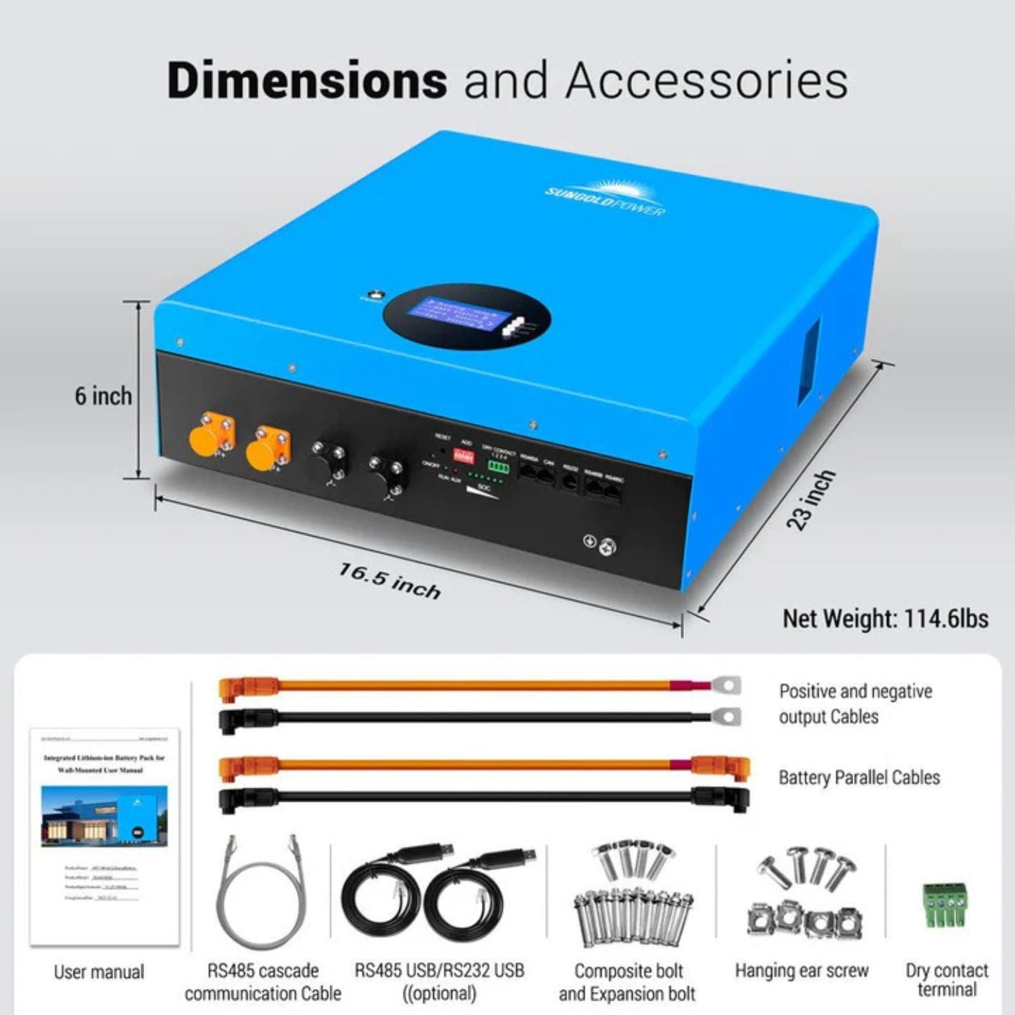 SunGold Power 5.12kWh Powerwall LiFePO4 Lithium Battery