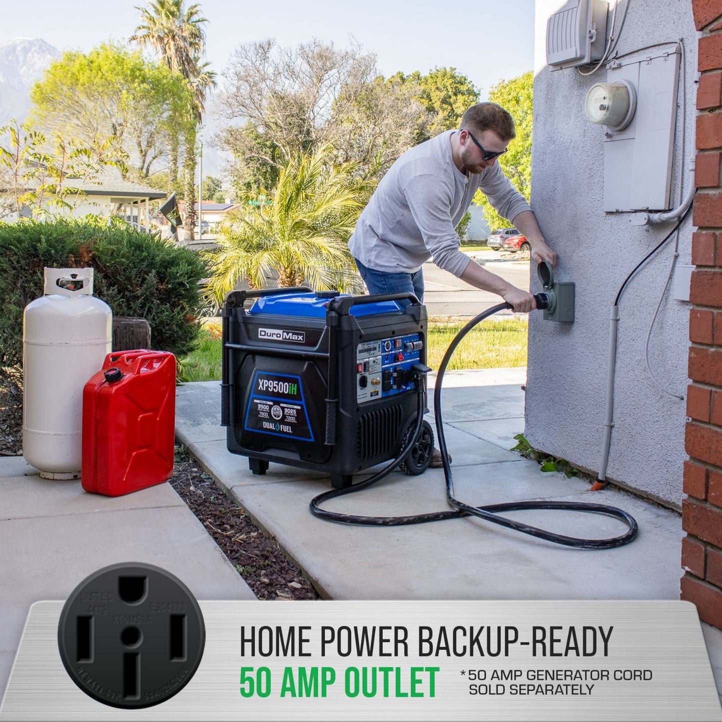 DuroMax XP9500iH Dual Fuel 7600W/9500W Portable Inverter Generator | CO Alert