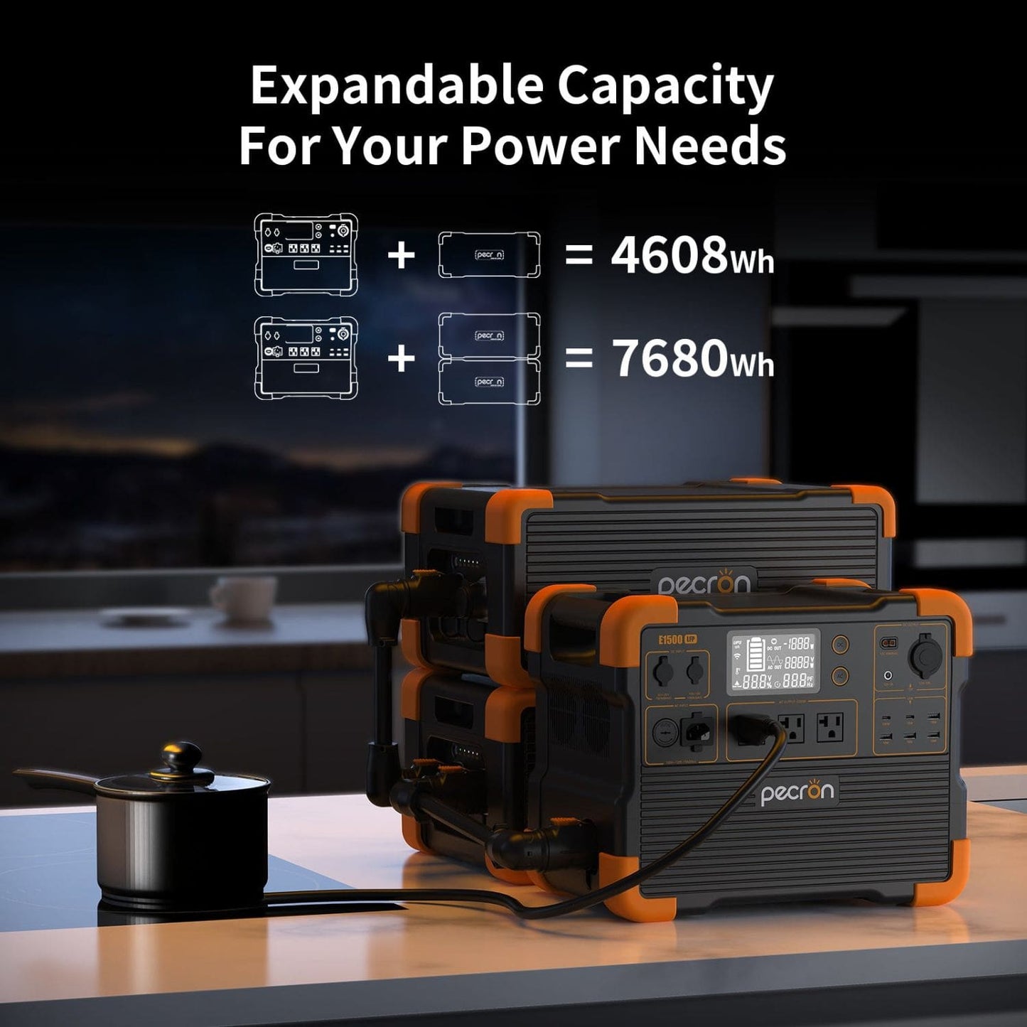 Pecron E1500LFP Portable Power Station | 1536Wh | 2200W | 700W Solar Input